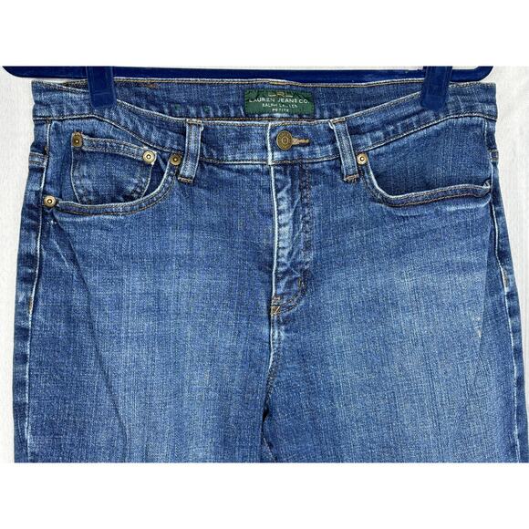 LRL Lauren Jeans Co. Womens Size 12 Petite Stretch Straight Leg Medium Wash - Picture 4 of 10